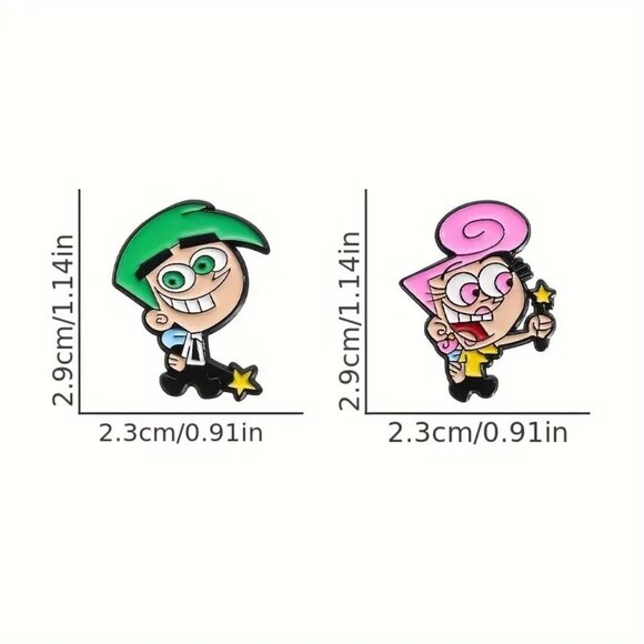 Fairly Odd Parents Enamel Pin Wanda Cosmo Fairy Nickelodeon Cartoon Goth Emo Y2K - Picture 3 of 3